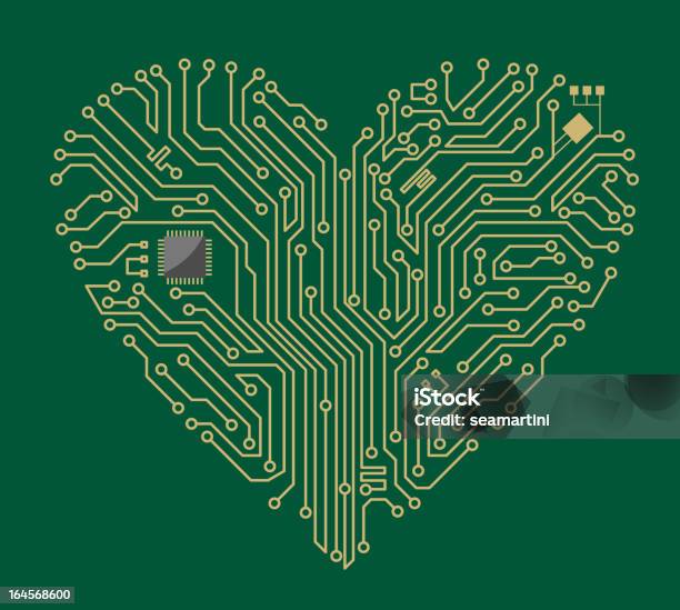 Scheda Madre Cuore - Immagini vettoriali stock e altre immagini di Simbolo di cuore - Simbolo di cuore, Scheda a circuito, Chip del computer