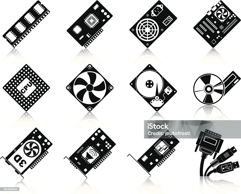 Iconos de hardware de computadora - arte vectorial de Alambre libre de derechos