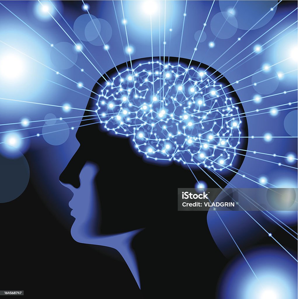 people are actively thinking silhouette of the head, brain, and pulses. process of human thinking. The concept of intelligence. People communication with the outside world. File is saved in AI10 EPS version. This illustration contains a transparency Abstract stock vector