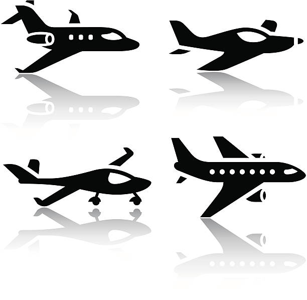 illustrations, cliparts, dessins animés et icônes de ensemble d'icônes de transport en avion - air vehicle airplane commercial airplane private airplane