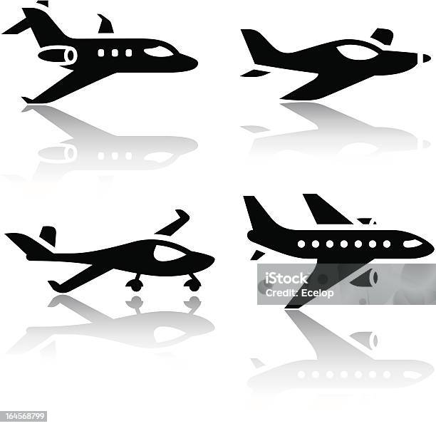 Vetores de Conjunto De Íconesavião De Transporte e mais imagens de Aeroporto - Aeroporto, Asa de aeronave, Aterrissar