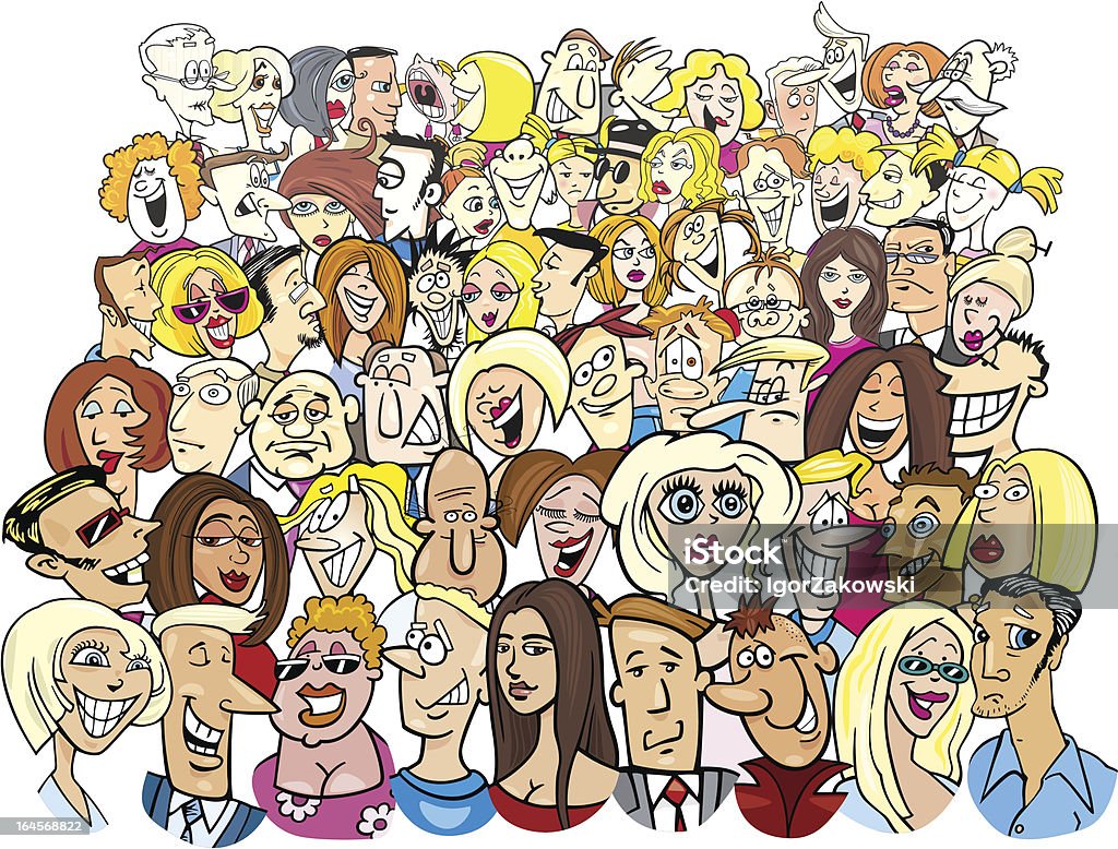 people in the crowd cartoon illustration of many different people in the crowd Caricature stock vector