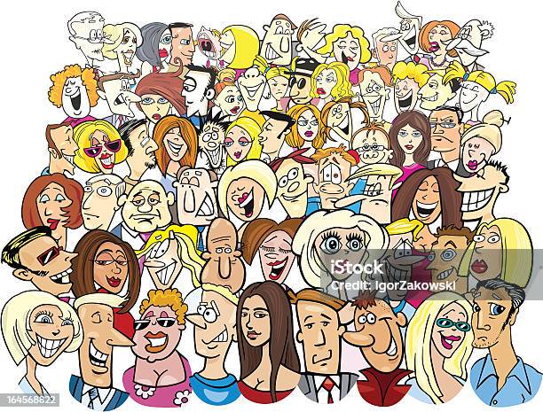 People In The Crowd Stock Illustration - Download Image Now - Caricature, Individuality, Adult