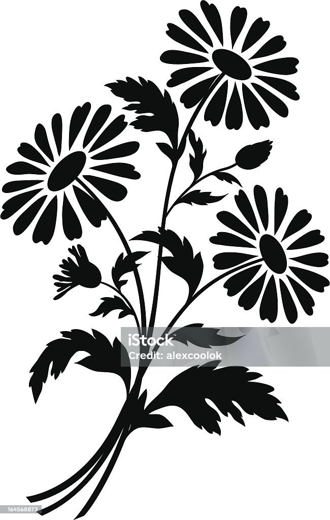 Siluetas de flores de manzanilla - arte vectorial de Arabesco - Diseño libre de derechos