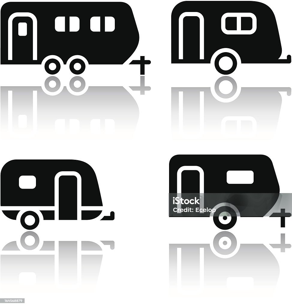 Ensemble d'icônes de transport-remorques - clipart vectoriel de Caravane libre de droits