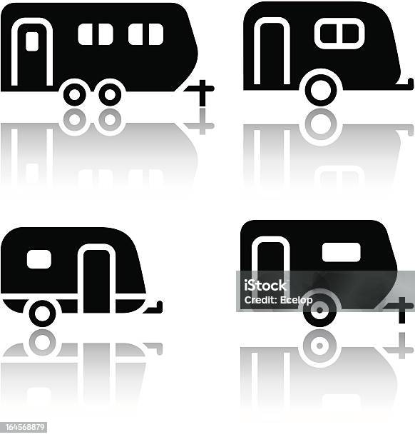 Set Of Transport Icons Trailers Stock Illustration - Download Image Now - Camper Trailer, In Silhouette, Clip Art