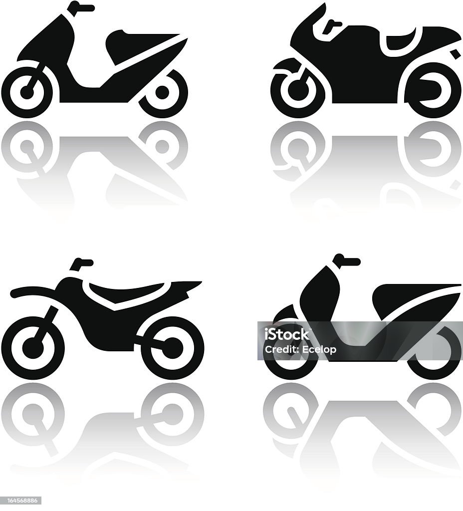 Набор значков транспорта-мотоциклы - Векторная графика Sidecar Motocross Racing роялти-фри