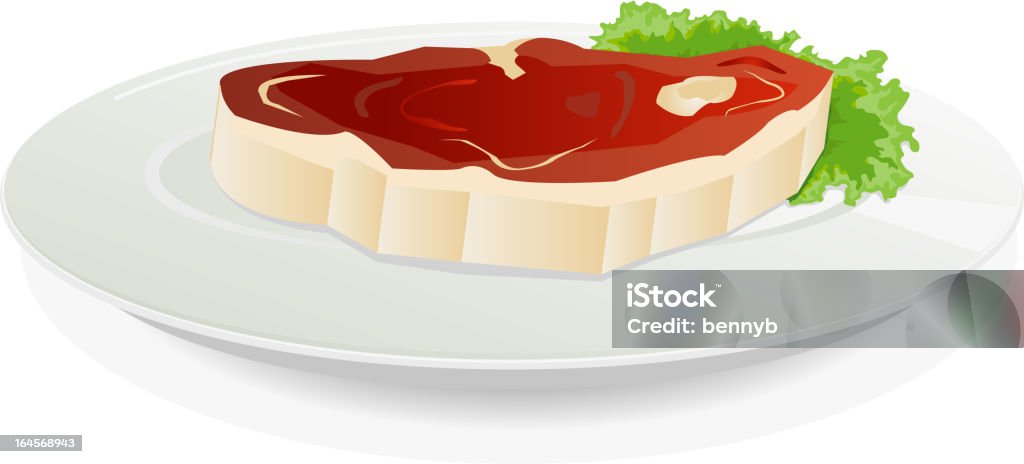 조각 날것 고기류 한 요리 및 샐러드 - 로열티 프리 갈비 스테이크 벡터 아트