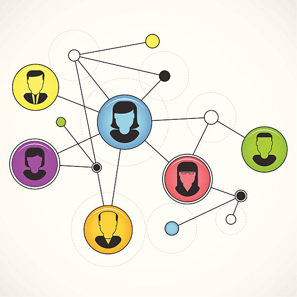 ilustraciones, imágenes clip art, dibujos animados e iconos de stock de fondo de concepto de trabajo en equipo - social networking abstract community molecular structure