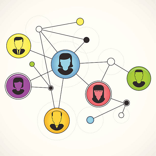 ilustrações de stock, clip art, desenhos animados e ícones de fundo de conceito de trabalho em equipa - social networking abstract community molecular structure