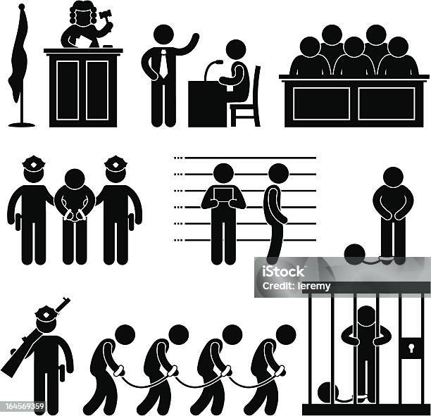 Court And Criminal Pictogram Stock Illustration - Download Image Now - Icon Symbol, Prisoner, Prison