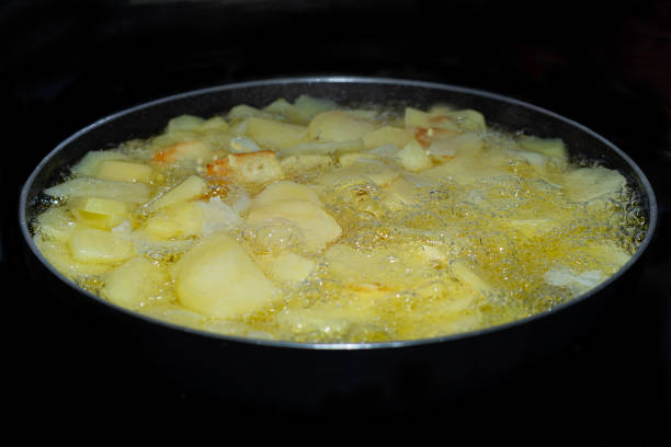 istock Preparation of a fantastic Spanish potato omelet. 1645693847