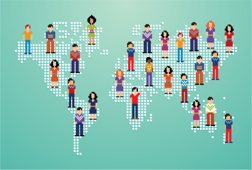 Global Social media peopleGlobal social media people network over World map. Vector illustration layered for easy manipulation and custom coloring.Made with Illustrator 10. 