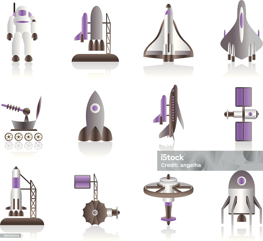 宇宙船、スペースシャトル、宇宙飛行士 - ベクター画像のロイヤリティフリーベクトルアート