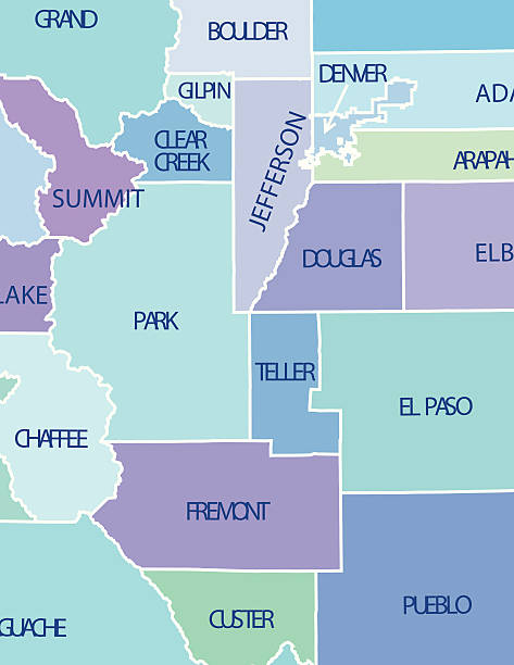 colorado map with counties and activities & community assistance icons - aurora 幅插畫檔、美工圖案、卡通及圖標