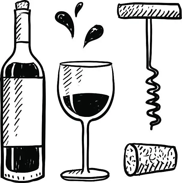 Vector illustration of Wine objects vector set