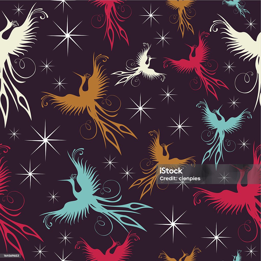 Phoenix birds figure pattern Multicolored phoenix birds seamless pattern background. Vector file layered for easy manipulation and customisation. Phoenix - Mythical Bird stock vector