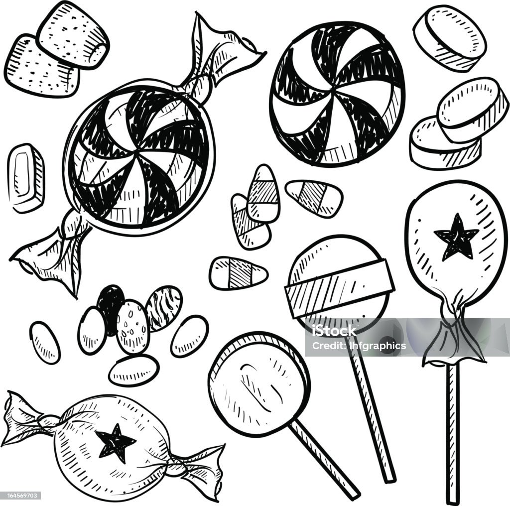 Candy assortiment vecteur esquisse - clipart vectoriel de Bonbon au butterscotch libre de droits