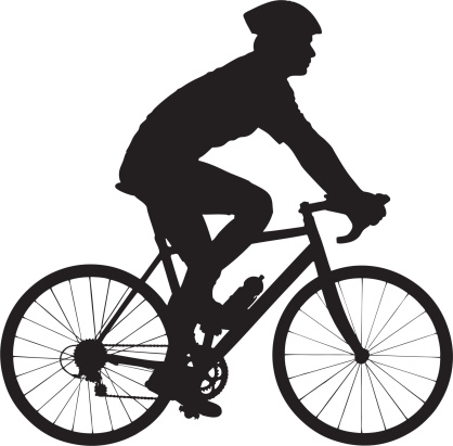 A vector of a male biker with helmet biking isolated against white background