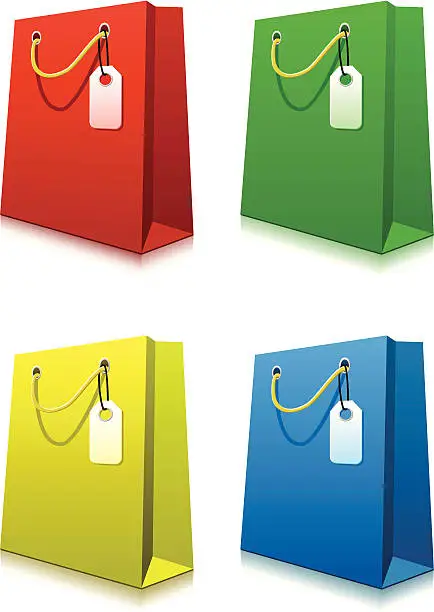 Vector illustration of Paper Shopping Bags with Price Tags