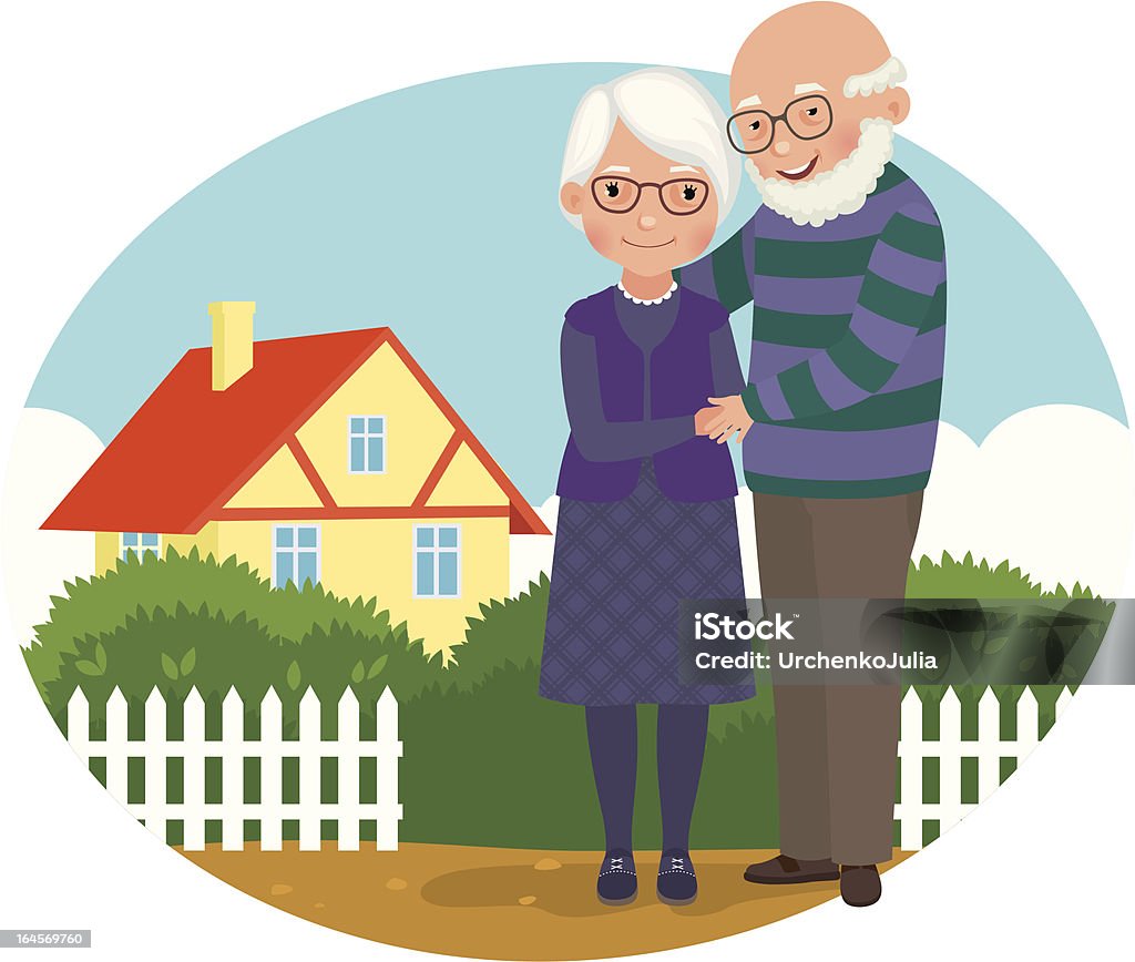 Starszy Para z ich domu - Grafika wektorowa royalty-free (Senior)
