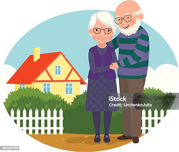 Starszy Para Z Ich Domu - Stockowe grafiki wektorowe i więcej obrazów Senior - Senior, Wlasność domu, Dom - Budowla mieszkaniowa