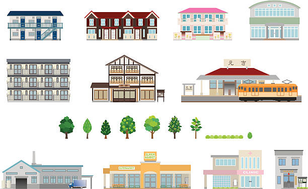 Building / Business Icon of the building preschool building stock illustrations