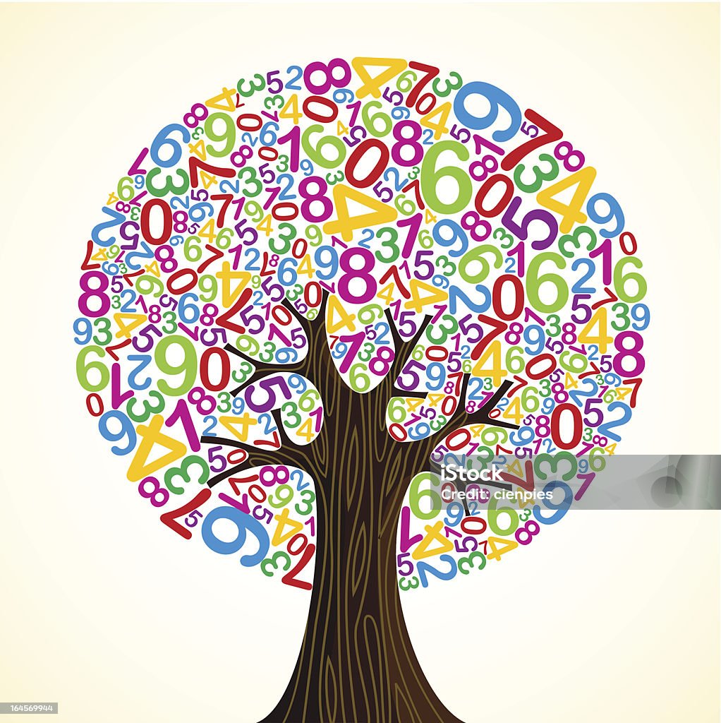 School education concept tree School education concept tree made with numbers. Vector file layered for easy manipulation and custom coloring. Algebra stock vector