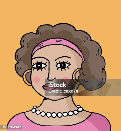 istock Portrait of cartoon Latin American woman 1645703439