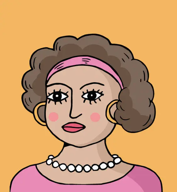 Vector illustration of Portrait of cartoon Latin American woman