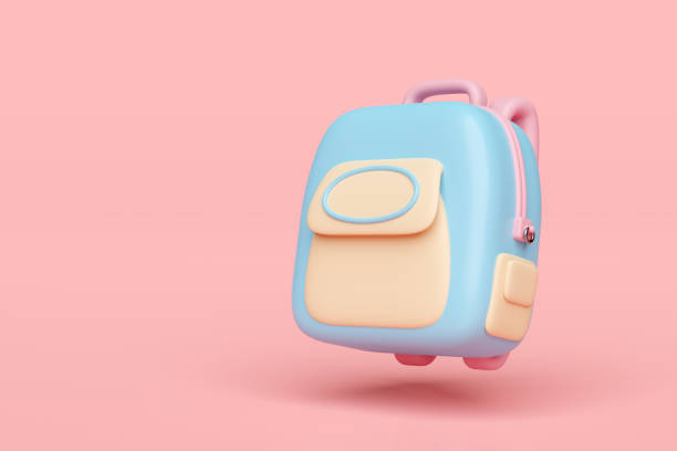 istock 3d cartoon blue backpack, school bag floating icon isolated on pink  background. back to school, education concept, 3d render illustration 1645722568