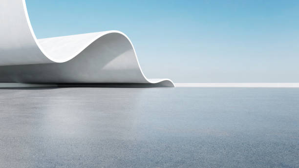 istock 3d render of abstract futuristic architecture with empty concrete floor. Scene for car presentation. 1645791269