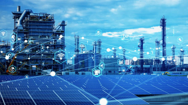istock Industrial technology concept. Communication network. INDUSTRY 4.0. Factory automation. 1645796171