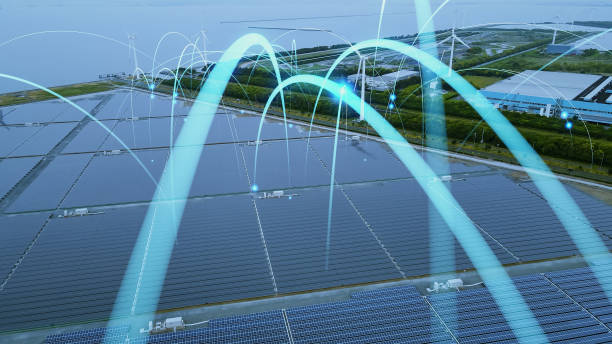 istock Solar power plant and communication network concept. Renewable energy. Sustainable resouces. 1645797741