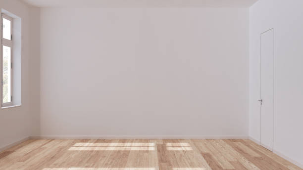 istock Empty room interior design, open space with parquet floor, window and white walls, modern architecture concept idea 1645817621