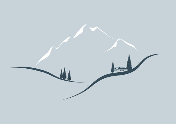 в горы - snow valley mountain mountain peak stock illustrations