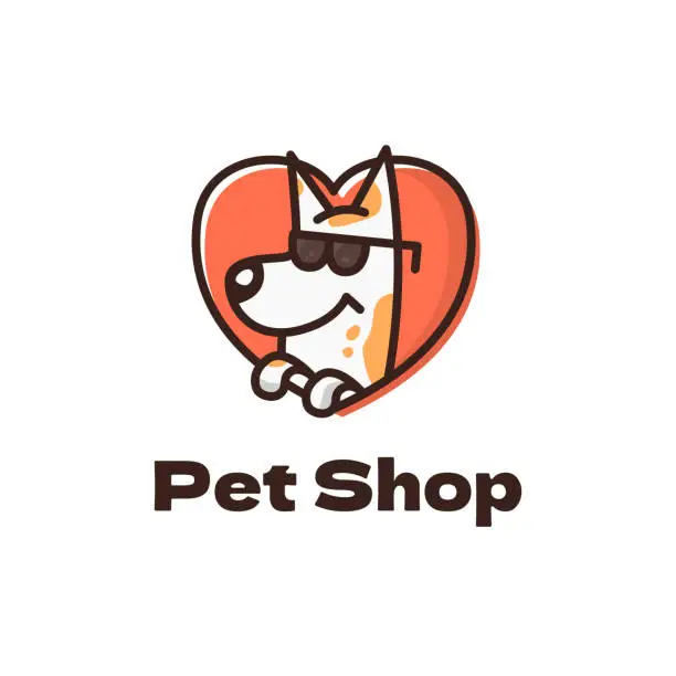 Vector illustration of Pet shop filled outline colorful logo