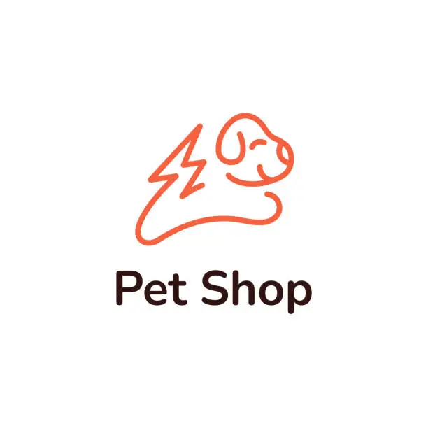 Vector illustration of Dog training orange line logo