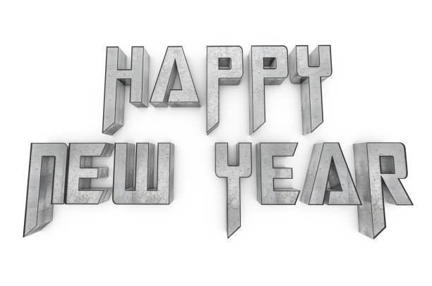 istock Happy New Year Metal Text 1645917837