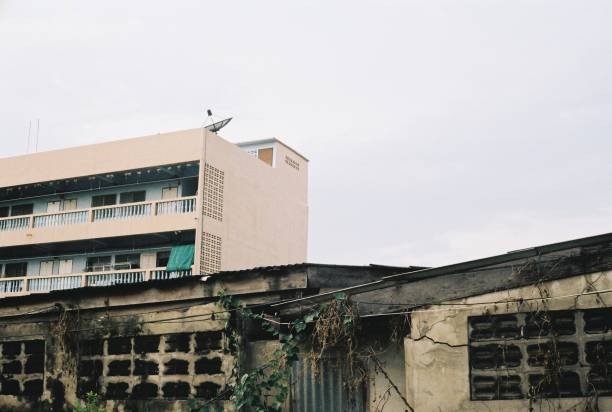 istock Sky and buildings from a film camera. 1645919966