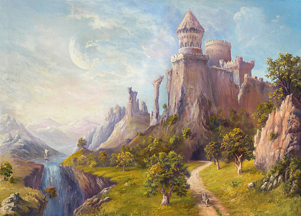 Old Castle Old Castle, the last stronghold fairy illustrations stock illustrations