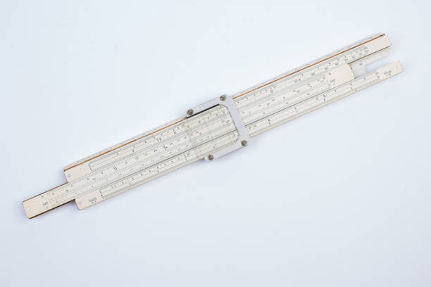 istock Logarithmic ruler on white background. Stationery for engineers and students. 1645950930