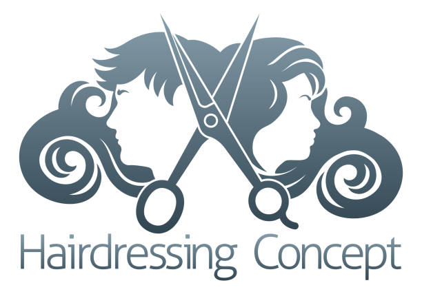 ilustrações de stock, clip art, desenhos animados e ícones de hairdresser silhouette hair salon man and woman - human hair flowing fashion beauty spa