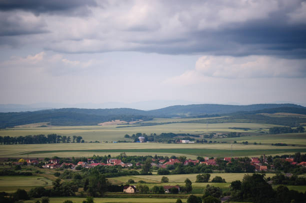 istock Flying over village area 1645966629