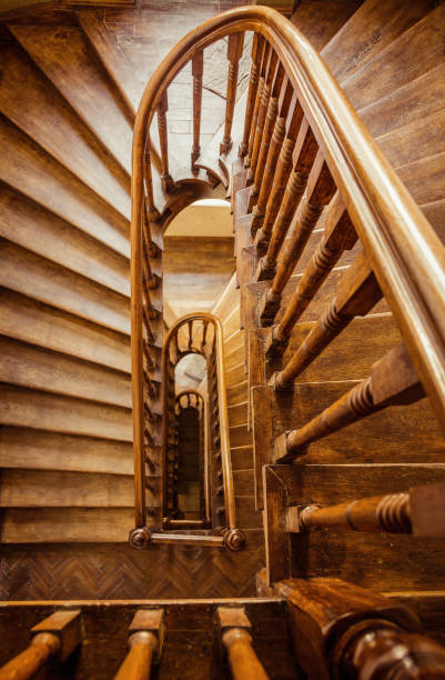 istock Wooden staircase - view from above. 1645967717