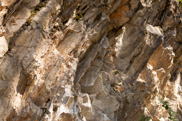 istock Layers of beige rocks - stone background, texture 1645974308