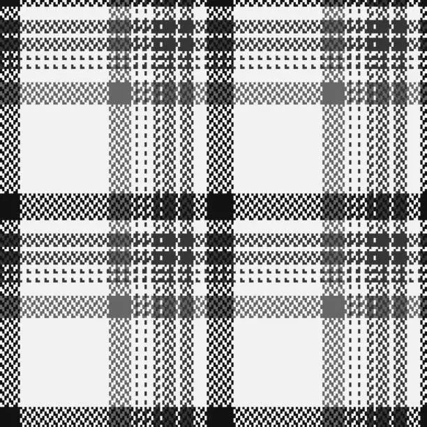 Vector illustration of Black and white check plaid seamless vector pattern.