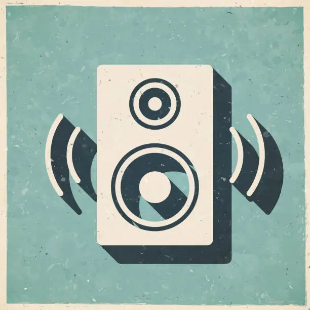 Vector illustration of Speaker. Icon in retro vintage style - Old textured paper