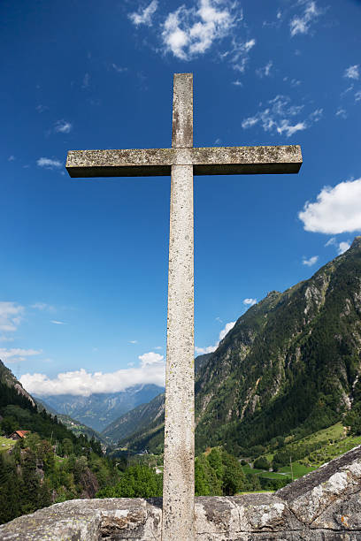 istock Christian cross in the Swiss mountains 164602684