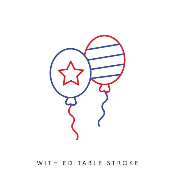 Vector illustration of Balloon line icon, editable stroke